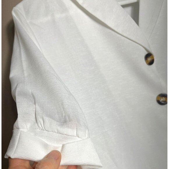 New Retro Blouse Button Up Shirt Poly Basic 50s Classic Top Womens S - Picture 7 of 11